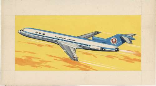 Masaaki Motosawa Hand-Drawn Color Illustration "Boeing 727" | Mandarake (Big Web)