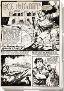 Bob Powell The Adventures of Robin Hood #6 Complete 7-Page Story "The Mystery Maze of Castle Hazard" Original Art ... (Total: 7 Original Art)