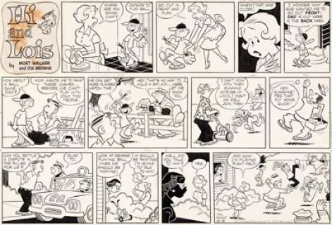 Dik Browne Hi and Lois Sunday Comic Strip Original Art dated 6-15-58 (King Features Syndicate, 1958)....