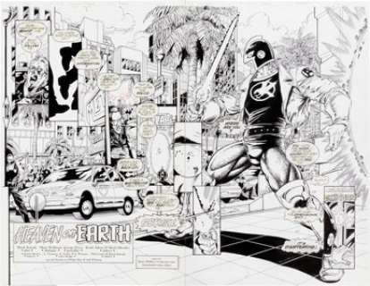  - George Pérez and Keith Aiken UltraForce #8 Double-Splash Pages 2 and 3 Original art Original Art (Malibu, 1995)....