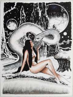 Pascal Pelletier | press book Pascal Pelletier - PIN UP DE L’ESPACE DESSIN ORIGINAL GEANT EN COULEURS | Catawiki