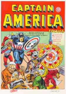 Joe Simon Captain America Comics #5 Cover Re-Creation Original Art Signed by Stan Lee (c. 1980-90s).... | Heritage