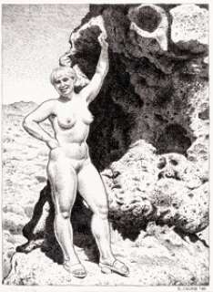 Robert Crumb | Muscular Nude amid Rock Formations Original Art (1995). | Heritage