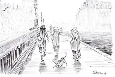 David Etien | Etien, David - Dessin original à la mine de plomb - Double page de garde - Les quatre de Baker street - (2013) | Catawiki