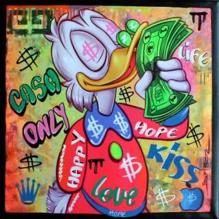 Gabriel Brisan | Uncle Scrooge - Cash Only - 50 x 50 cm Oil and Acrylic Painting | Catawiki