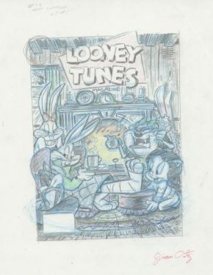 Juan Ortiz | Crayonné de couverture, Looney Tunes | Galerie 9ème Art