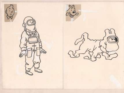Hergé | Tintin, ensemble de deux illustrations Ã  l’encre … | Millon