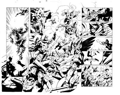 Phil Hester Eric Gapstur - justice league #66 p 18-19 dps (sold live on ‘dueling dealers of comic art‘ episode #53 podcast on 1-19-2022 watch it here!