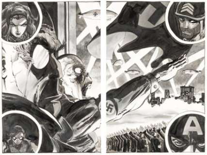 Sale, Tim - Tim Sale Captain America: White #4 Double Page Spread 2-3 Original Art (Marvel, 2016).... (Total: 2 Original Art)