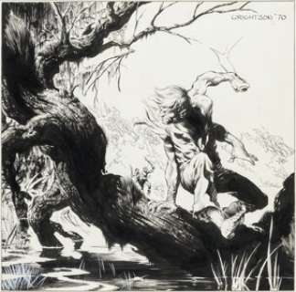 Wrightson, Bernie | Bernie Wrightson I’ll Be Damned #4 Swamp Mutant Illustration Original Art (Damnation Enterprises, 1970).... | Heritage