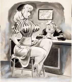 Jack Cole Humorama Gag Cartoon Original Art (Timely Features, 1950s).