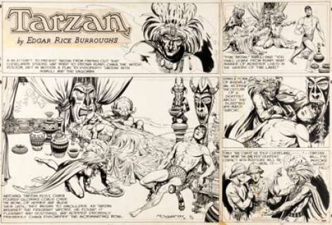 Burne Hogarth Tarzan #989 Sunday Comic Strip Original Art dated 2-19-50 (United Feature Syndicate, 1950).