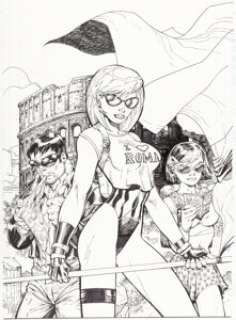 Jim Lee Gen 13: European Vacation Trade Paperback Cover Original Art (Image/WildStorm, 1997).