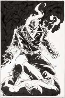 John Cassaday Shadowland #5 Cover Ghost Rider and Daredevil Original Art (Marvel, 2011).