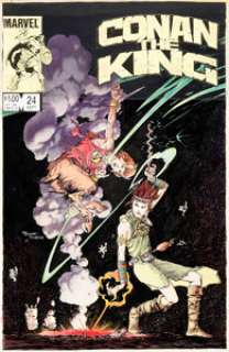 Michael Kaluta and Charles Vess Conan the King #24 Cover Painting Original Art (Marvel, 1984).