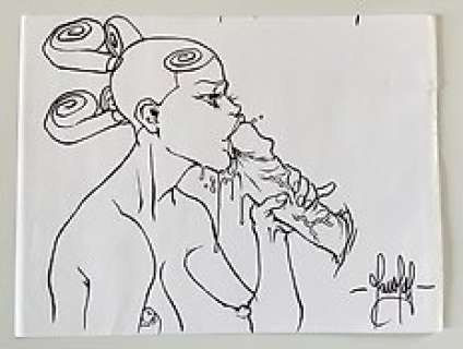 Trantkat - AGAPÉ - Dessin original encadré tiré de l‘album AGAPÉ de Trantkat aka Kevin Hérault - (2002)