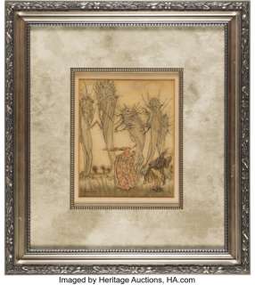 Arthur Rackham - "Angry Wife. Mr. and Mrs. Vinegar" from English Fairy Tales Illustration Original Art (Macmillan & Co. Ltd., 1918). | Heritage