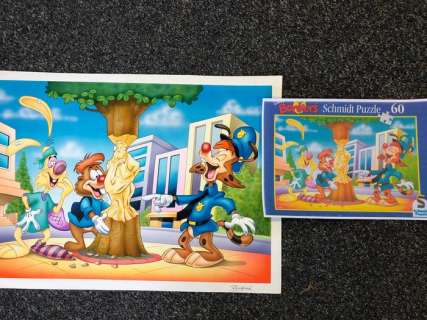 Ray Nicholson | Ray Nicholson - Original air brushed Watercolor Illustration - Puzzle - Disney’s Bonkers | Catawiki