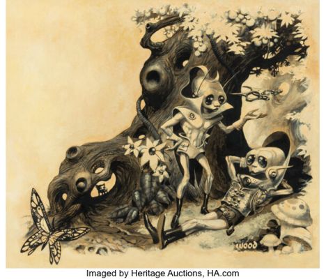 Wally Wood - Aliens Painting Original Art (c. 1950-60s). | Heritage