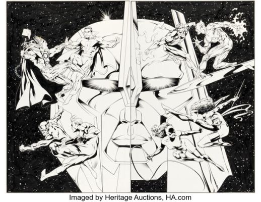 Gary Frank and Cam Smith DC vs. Marvel Promotional Poster Illustration Original Art (DC/Marvel, 1996). (Total: 3 Original Art)