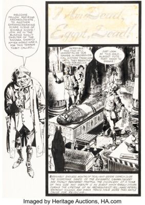 Víctor de la Fuente Eerie #35 "I am Dead, Egypt, Dead" Complete 8-Page Story Original Art (Warren, 1971).