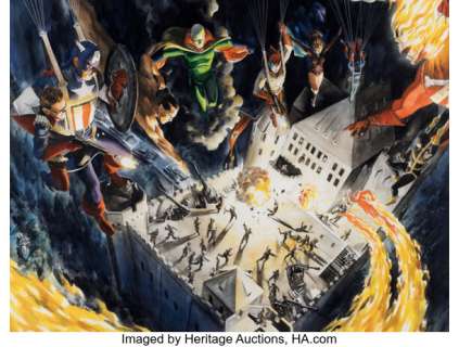 Alex Ross Marvels #1 Golden Age Heroes Double Splash Pages 44-45 Original Art (Marvel, 1994).