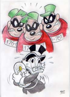 Xavi (Xavier Vives Mateu) | Uncle Scrooge - the beagles surround Scrooge - Signed Original Artwork by Xavi - (2023) | Catawiki