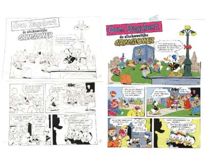 Mark de Jonge, Wijo Koek | Oom Dagobert H 82018 - "De afschuwelijke grimglomer" - Original Inked First Page by Mark de Jonge - 37,5 x 50 cm - (1982) | Catawiki