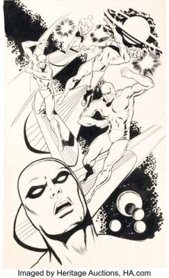 Ric Estrada and Gerald Forton Silver Surfer Unused Poster Illustration Original Art (c. 1970s).