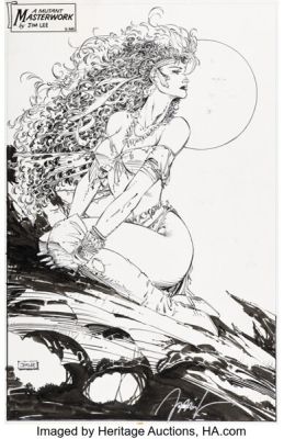 Jim Lee The X-Men Annual #1 Savage Land Rogue Pin-Up Original Art (Marvel, 1991). | Heritage