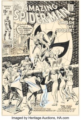 John Romita Sr. The Amazing Spider-Man #91 Cover Original Art (Marvel, 1970). | Heritage