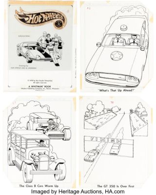Dan Spiegle and Al Andersen Hot Wheels Coloring Book Complete 128-Page Story Original Art and Cover Production Stat Group of 130 (Western/Whitman, 1970). (Total: 128 Original Art)