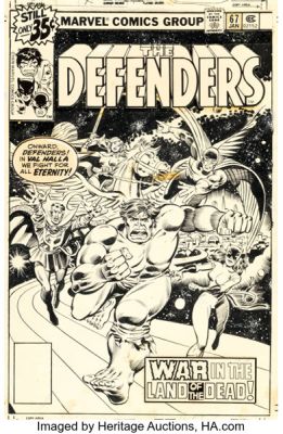 Herb Trimpe and Joe Rubinstein The Defenders #67 Cover Original Art (Marvel, 1979).