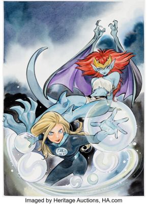 Peach Momoko Fantastic Four x Gargoyles #1 Variant Cover Original Art (Dynamite/Marvel, 2025).