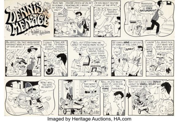 Hank Ketcham Dennis The Menace Sunday Comic Strip Original Art dated 3-12-72 (Post-Hall Syndicate,1972).