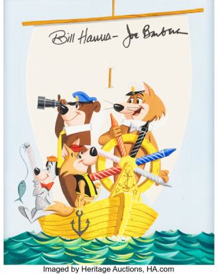 Hokey Wolf and Ding-A-Ling Coloring/Activity Book Front Cover Illustration Signed by Bill Hanna and Joe Barbera (Golden Press, c. 1961). | Heritage