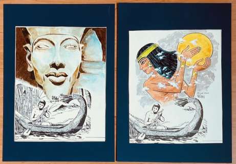 Dick Vlottes | Senmoet de Egyptenaar - 2 x dedicase in kleur - Page volante - EO - (2001/2002) | Catawiki