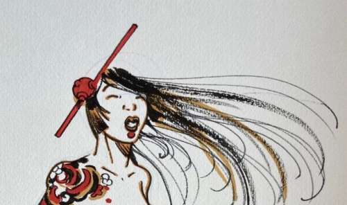 Hub | Hub - Dessin original dédicacé - Okko - Geisha - (2014) | Catawiki