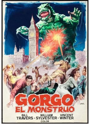 Original Gorgo El Monstruo JANO Monster Movie Poster Original Art 1972 Spanish | Neat Stuff Vault