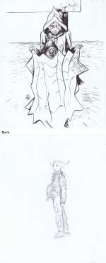 Paul Pope - Unused THB Splash Girl Astronauht on verso