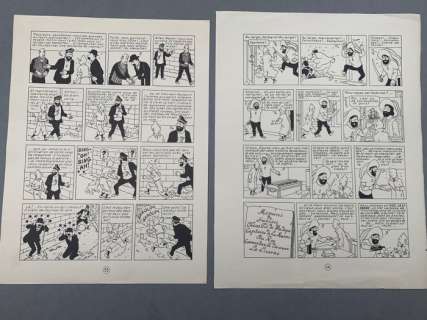 Hergé - 2 Print - Tintin - Le secret de la licorne - 2 pages en édition alternée | Catawiki