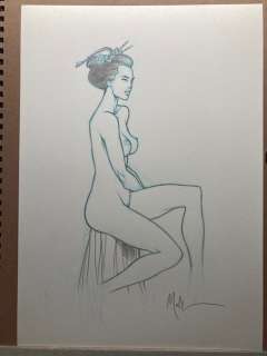 Malfin, Nicolas - 1 Original drawing - Golden City - Pin up japonaise - 2023 | Catawiki