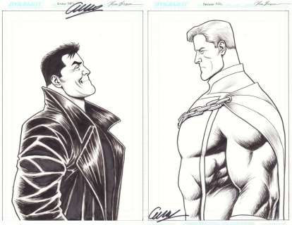 Russ Braun - Billy Butcher And Homelander From the Boys 2Pc Set Commissions - Signed By Co-Creator: Garth Ennis & the Artist: Russ Braun