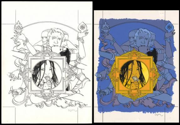 Cosey | Couverture originale accompagnée de sa mise en couleur à la gouache - Intégrale - Le Bouddha d’Azur | Daniel Maghen