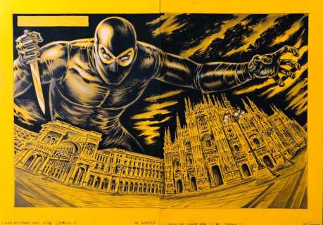 Nik Guerra - 2 Original colour page - Il Giallo del fumetto Nero - "Diabolik" tavole n.2 e n.3 - 2023 | Catawiki