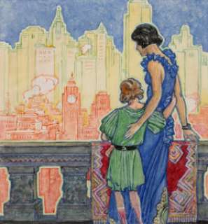 Franklin Booth (American, 1874-1948). Greetings to Her. Watercolor on board. 6 x 5-1/2 inches (15.2 ...