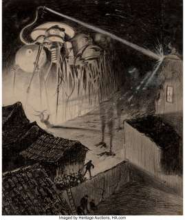 Henrique Alvim Corrêa (Brazilian, 1876-1910). Martians Blast House, from The War of the Worlds, Belgium edition | Heritage