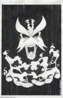 Alex Sanchez - Sunfire Pin Up Original Art (2004).  The Japanese mutant hero unleashes his psionic force field in -