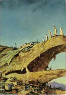 James Gurney - Fantasy and Science Fiction Magazine Cover Study Original Art (1984). Dinotopia creator James -