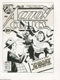 Fred Ray - Action Comics #51 Cover Original Art (DC, 1942). Armed only with a squirt gun and a "foolproof - | Heritage